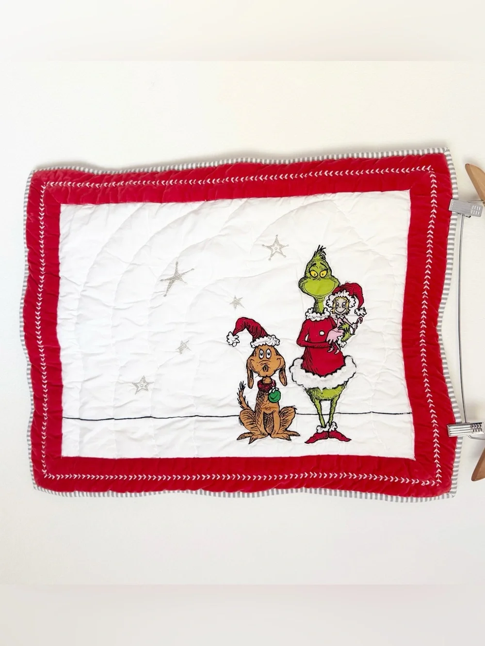 Pottery Barn Teen Grinch Quilted Pillow Sham Standard Dr. Seuss Bedding Holiday